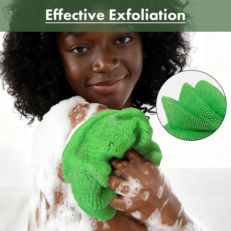 Bathway African Net Sponge Authentic with Handles (Set of 2), African Exfoliating Net Sponge, Exfoliating Body Scrubber Bath Sponge - Bathing Accessories with Storage Bag (Purple & Green) - Image 3